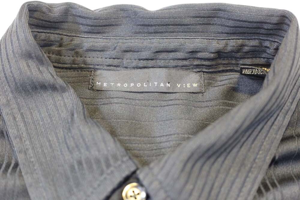 Metropolitan View Short Sleeve Textured Pinstripe Button Down Shirt - Picture 3 of 7